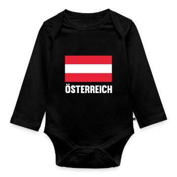 Austrians Austria - Organic Longsleeve Baby Bodysuit - black - Front