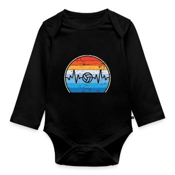 Retro Volleyballspieler Volleyballtrainer - Baby Bio-Langarm-Body - Schwarz - Vorne