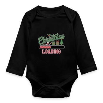 Christmas Loading Loading Bar Christmas - Organic Longsleeve Baby Bodysuit - black - Front