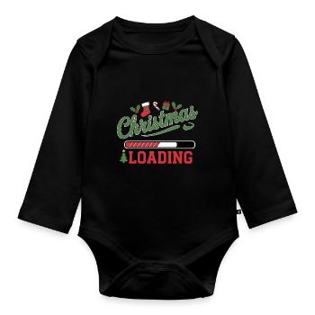 Christmas Loading Loading Bar Christmas - Organic Longsleeve Baby Bodysuit - black - Front