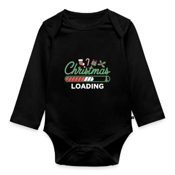 Christmas Loading Loading Bar Christmas - Organic Longsleeve Baby Bodysuit - black - Front