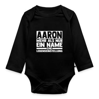 Vorname Aaron - Baby Bio-Langarm-Body - Schwarz - Vorne