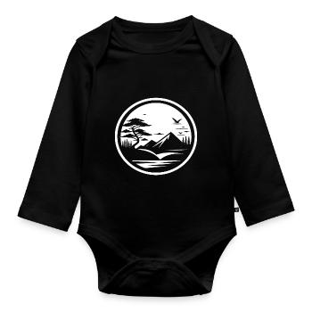 Simple Nature Landscape Icon Design - Organic Longsleeve Baby Bodysuit - black - Front
