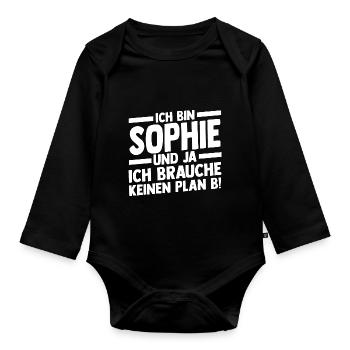 Prénom Sophie - Body Bébé bio manches longues - noir - Devant