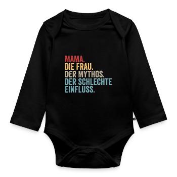 Mom Mom - Organic Longsleeve Baby Bodysuit - black - Front