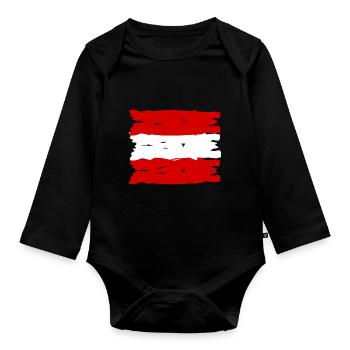 Les supporters autrichiens - Body Bébé bio manches longues - noir - Devant