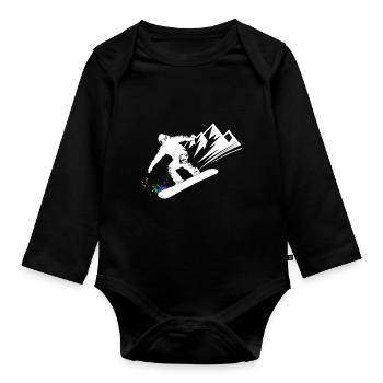 Snowboard Snowboarder Snowboard Sports d’hiver - Body Bébé bio manches longues - noir - Devant