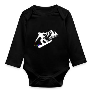 Snowboard Snowboarder Snowboard Sports d’hiver - Body Bébé bio manches longues - noir - Devant