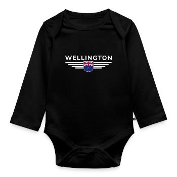 T-shirt Wellington pour les fans néo-zélandais - Body Bébé bio manches longues - noir - Devant
