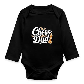 Chess Dad Schach Spruch Zitat - Baby Bio-Langarm-Body - Schwarz - Vorne