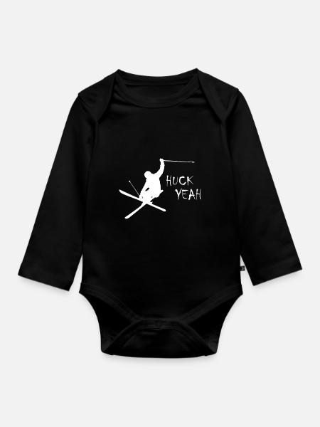 Huck Yeah Skiing - Organic Longsleeve Baby Bodysuit - black