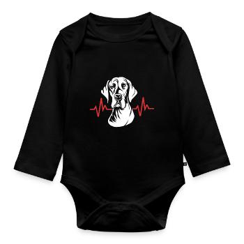 Deutsche Dogge Herzschlag - Baby Bio-Langarm-Body - Schwarz - Vorne