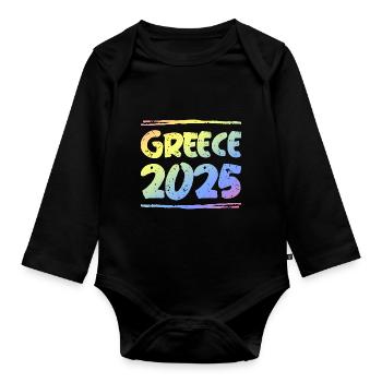 Grèce 2025 Coloré - Body Bébé bio manches longues - noir - Devant