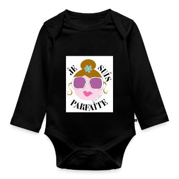 Ich bin Perfekt - Baby Bio-Langarm-Body - Schwarz - Vorne