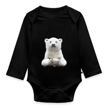 BARISTA (PLAIN) - Organic Longsleeve Baby Bodysuit - black - Front