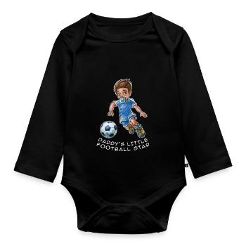 Daddy's little football star - baby footballer - Organic Longsleeve Baby Bodysuit - black - Front