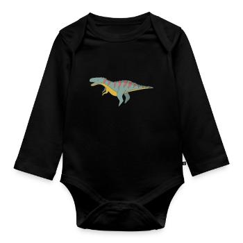 Dinosaur Dino - Organic Longsleeve Baby Bodysuit - black - Front