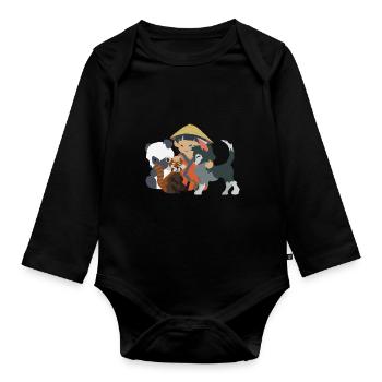 Little asian child - Organic Longsleeve Baby Bodysuit - black - Front