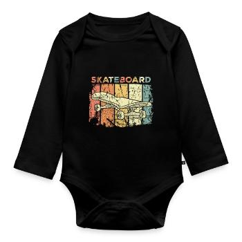 skateboard - Organic Longsleeve Baby Bodysuit - black - Front