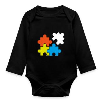 Puzzel Retrogaming Geschenk Legespiel Spiel Games - Baby Bio-Langarm-Body - Schwarz - Vorne
