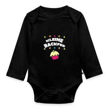 Muffin Backfee Backwaren Hobbybäcker Bäckerei - Baby Bio-Langarm-Body - Schwarz - Vorne