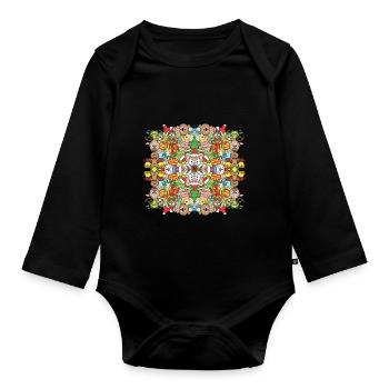 The Christmas crowd is having a great time - Organic Longsleeve Baby Bodysuit - black - Front