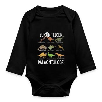 Future paleontologist Dino researchers - Organic Longsleeve Baby Bodysuit - black - Front