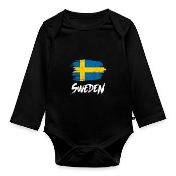 Sweden flag Sweden Swedish flag gift - Organic Longsleeve Baby Bodysuit - black - Front