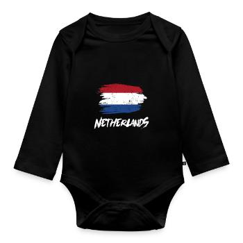 Drapeau des Pays-Bas pour un fan des Pays-Bas - Body Bébé bio manches longues - noir - Devant