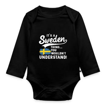Comme un Suédois Ding Suédois Drôle de cadeau - Body Bébé bio manches longues - noir - Devant