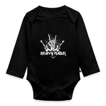Heavy girl for a heavy metal fan - Organic Longsleeve Baby Bodysuit - black - Front