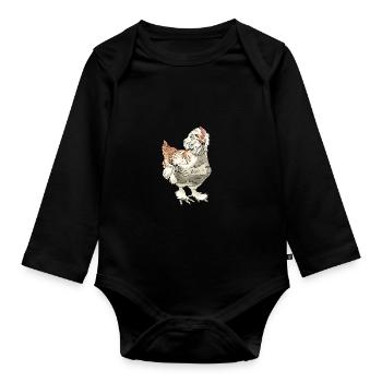 Deutsches Lachshuhn Hühner Huhn Ei Züchter - Baby Bio-Langarm-Body - Schwarz - Vorne