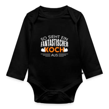 Koch Spruch Lustig Kochen Küche Restaurant Rezept - Baby Bio-Langarm-Body - Schwarz - Vorne