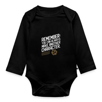 Denken Sie daran, dass Sie jederzeit einen anderen Charakter erstellen können - Baby Bio-Langarm-Body - Schwarz - Vorne