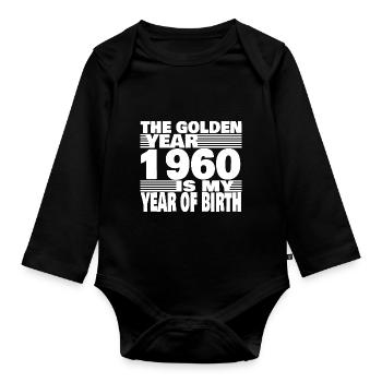 1960 - Organic Longsleeve Baby Bodysuit - black - Front