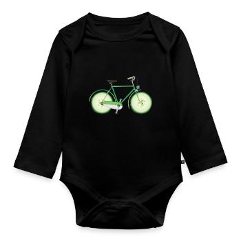 Bicyclette Roues de concombre Bicyclette Vélo - Body Bébé bio manches longues - noir - Devant