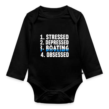 Boating ship captain boat - Organic Longsleeve Baby Bodysuit - black - Front