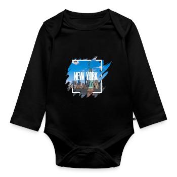 USA New York Shirt / Poster - Body Bébé bio manches longues - noir - Devant