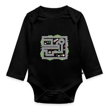 Play Cars on Daddy's Back Dad Massage - Organic Longsleeve Baby Bodysuit - black - Front