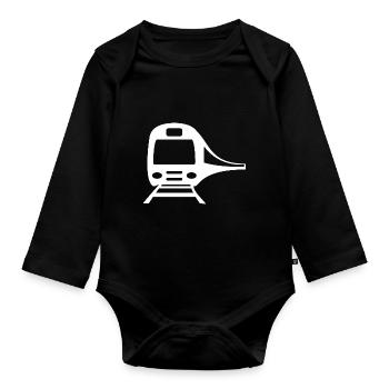 Train Railway Railway Trains Train drivers - Organic Longsleeve Baby Bodysuit - black - Front