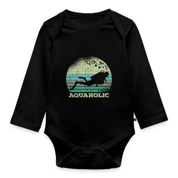 Aquaholic Plongeur vintage - Body Bébé bio manches longues - noir - Devant