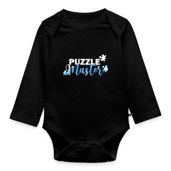 Puzzle Master Spruch für Puzzle-Fans - Baby Bio-Langarm-Body - Schwarz - Vorne