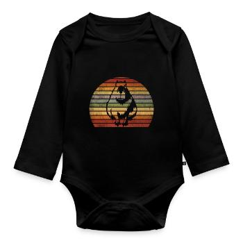 Retro Capybara Vintage Cochon d’eau rongeur - Body Bébé bio manches longues - noir - Devant