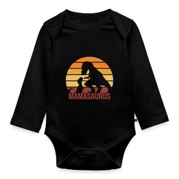Mamasaurus! Dinosaurier Mama Liebe - Baby Bio-Langarm-Body - Schwarz - Vorne