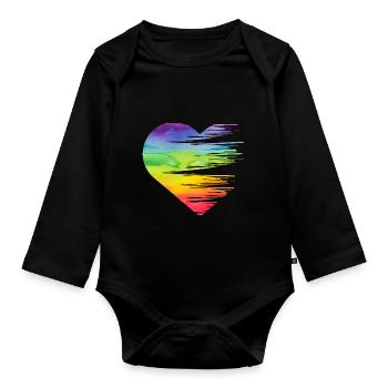 LGBT Pride Equality Heart Gay Lesbian - Organic Longsleeve Baby Bodysuit - black - Front