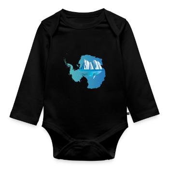 Antarktis & Wal Klimawandel & Umweltschutz Südpol - Baby Bio-Langarm-Body - Schwarz - Vorne