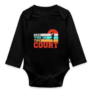 Tennis tennis player Tennis racket Tennis court - Organic Longsleeve Baby Bodysuit - black - Front