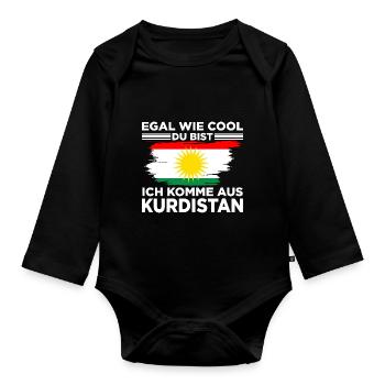 Egal wie cool du bist ich komme aus Kurdistan - Baby Bio-Langarm-Body - Schwarz - Vorne