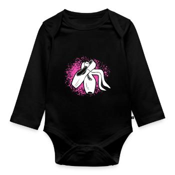 Tanzen Mädchen Ballerina Schuhe - Baby Bio-Langarm-Body - Schwarz - Vorne