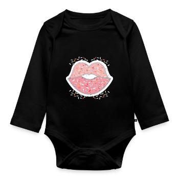 Candy Süßigkeiten Halloween Zucker Lollipop - Baby Bio-Langarm-Body - Schwarz - Vorne